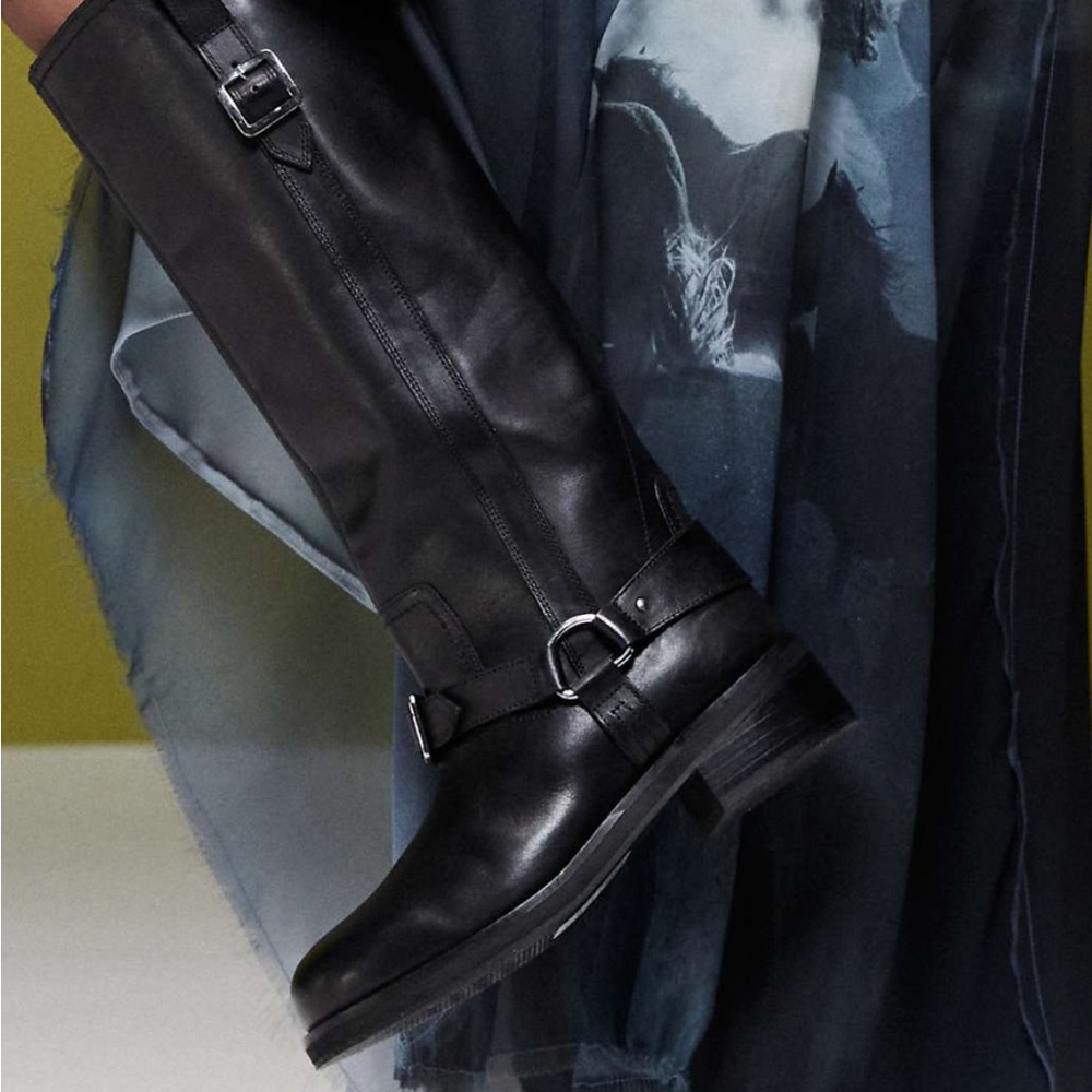ASOS DESIGN black leather biker boots